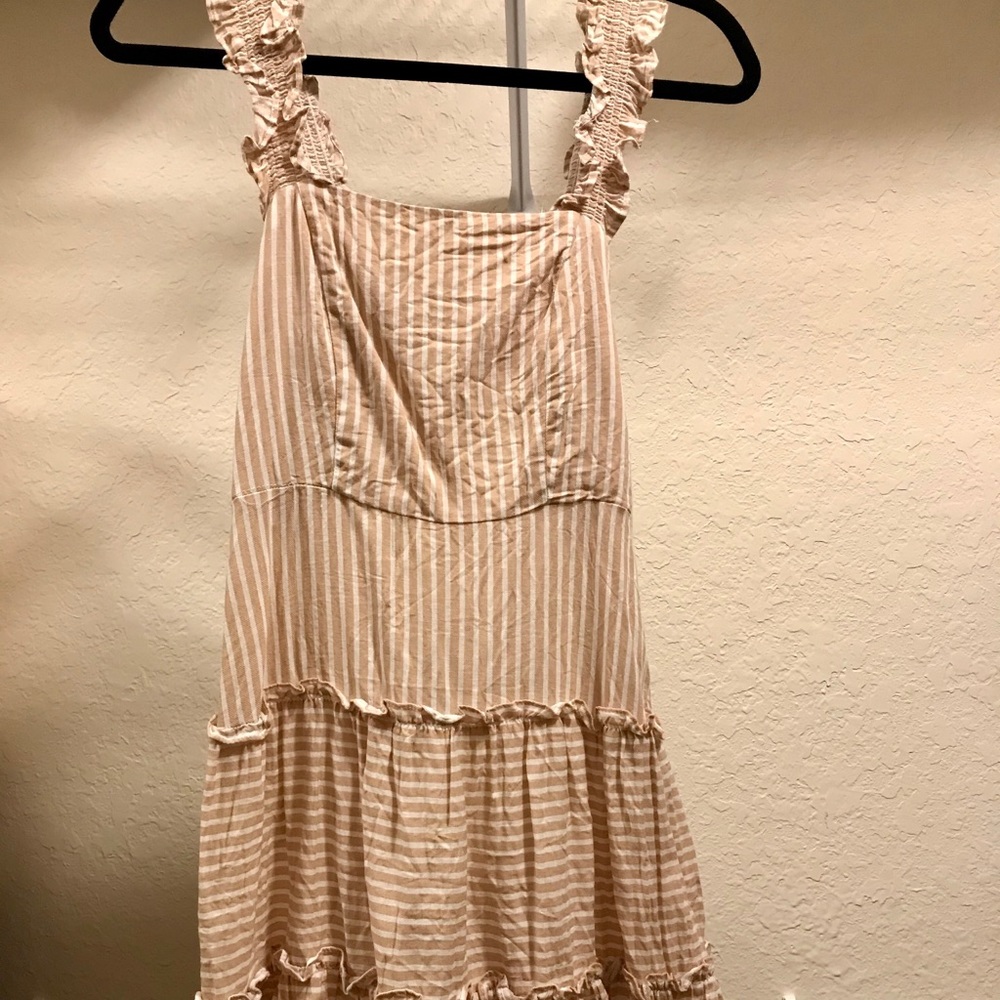 Tan and White Striped Dress